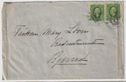 SUÈDE / SWEDEN - 1905 (Aug 13) 2x 5ö Green Facit 52 Used "PKXP 83B" On Cover To BJERRED (Bjärred) - Cartas & Documentos