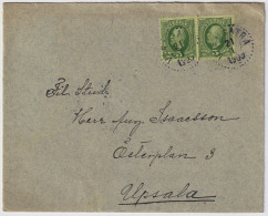 SUÈDE / SWEDEN - 1909 (Jan 21) 2x 5ö Green Facit 52 On Cover From VARMSÄTRA To Upsala - Briefe U. Dokumente