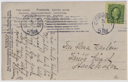 SUÈDE / SWEDEN - 1902 (May 22) 5ö Green Facit 52 On PPC Usedfrom KALMAR To HÖRBY - Cartas & Documentos