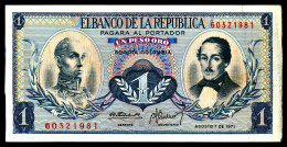 A8 COLOMBIA    BILLETS DU MONDE    BANKNOTES  1 PESO ORO 1971 - Colombie