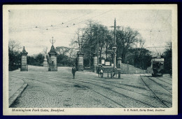 Ref 1617 - Early Postcard - Tram At Manningham Park Gates - Bradford Yorkshire - Bradford