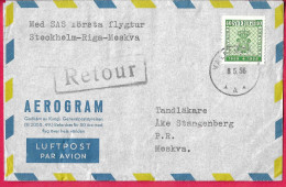 SVERIGE - FIRST FLIGHT SAS FROM STOCKHOLM TO MOSKVA*8.5.56* ON COVER AEROGRAM - Lettres & Documents