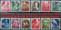 Liechtenstein 1951: Landwirtschaft Vie Rurale Zu 236-247 Mi 289-300 Yv 251-262 Gestempelt Obliterée (Zumstein CHF 60.00) - Agriculture