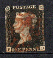 Col33 Grande Bretagne Great Britain 1840 N° 1 Oblitéré Cote : 325,00€ - Used Stamps