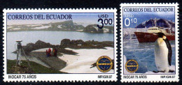 Equateur Ecuador 2052/53 Base Scientifique, Océanographie, Manchot, Bateau - Faune Antarctique