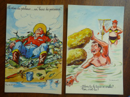 Lot De 2 CPA Non écrites - HUMOUR De ORDNER - Pêche Pêcheur - Ordner, P.