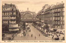 FRANCE - 75 - PARIS - La Gare Du Nord Et Le Boulevard Denain - Carte Postale Ancienne - Autres & Non Classés