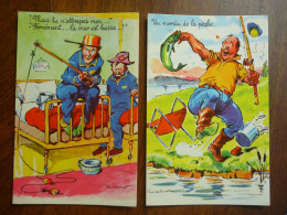 Lot De 2 CPA Non écrites - HUMOUR De ORDNER - Pêche Pêcheur - Ordner, P.