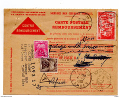 Tartas. Carte Postale Rembousement.(refusé) 1955.Timbres Taxe. - Tartas