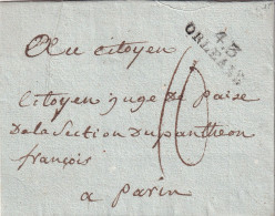 France Marcophilie - Département Du Loiret - 43/ORLEANS - 1798 - 31x11 Mm - Avec Texte - 1701-1800: Vorläufer XVIII