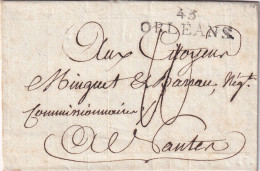 France Marcophilie - Département Du Loiret - 43/ORLEANS - 1800 - 42x12 Mm - Avec Texte - 1701-1800: Vorläufer XVIII