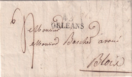 France Marcophilie - Département Du Loiret - 43/ORLEANS - 1827 - 30x12 Mm - Avec Texte - 1801-1848: Précurseurs XIX