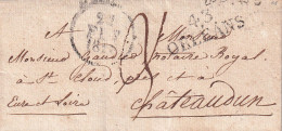 France Marcophilie - Département Du Loiret - 43/ORLEANS - 1828 Avec Cachet - 30x12 Mm - Sans Texte - 1801-1848: Vorläufer XIX