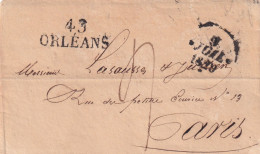 France Marcophilie - Département Du Loiret - 43/ORLEANS - 1829 - 30x12 Mm - Avec Texte - 1801-1848: Précurseurs XIX