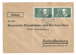 1955 Deutsche Bayerische Hypotheken Aschaffenburg  Block 2 X 10 Pfg Rudolf Diesel Bundespost - Covers & Documents