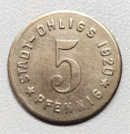 Allemagne. 5 Pfennig 1920 Stadt Ohligs - 5 Renten- & 5 Reichspfennig