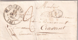 France Marcophilie - Département Du Loiret - Cachet Type 12 ORLEANS 1839 - Avec Texte - 1801-1848: Precursors XIX