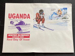 1998 Uganda Nagano Winter Olympics Skiing First Day Cover - Hiver 1998: Nagano