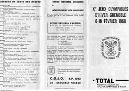 Programme Jeux Olympiques Grenoble 1968 (dépliant En 3 Volets) - Sonstige & Ohne Zuordnung