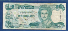 BAHAMAS - P.53 – 10 Dollars L. 1974 (1992) AVF, S/n L881298 - Bahama's