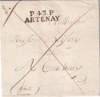 France Marcophilie - Département Du Loiret - Port Payé P.43.P./ARTHENAY 1824 - 35x10 Mm - Avec Texte - 1801-1848: Vorläufer XIX