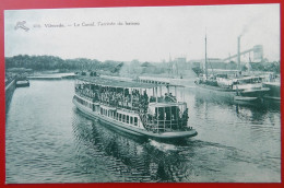 Cpa VILVORDE Anime Canal Arrivee Du Bateau Usine Cheminee - Vilvoorde