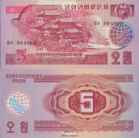 Nord-Korea Pick-Nr: 36 Bankfrisch 1988 5 Won - Corea Del Nord