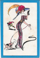 NAILLOD - Femme élégante Tient Cochon En Laisse - Art Déco, Art Nouveau - Naillod