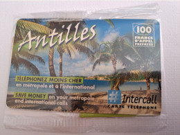 ST MARTIN  / INTERCALL/ ANTF IN3 / 100 FF/ BEACH WITH PALMS /   MINT  CARD  IN WRAPPER !!  ** 13481 ** - Antilles (Françaises)