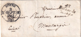 France Marcophilie - Département Du Loiret - Cursive 43/Beaune La/Rolande & T.12 Boyne 1842 - Avec Texte - 1801-1848: Precursors XIX