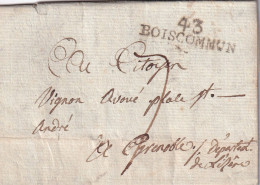 France Marcophilie - Département Du Loiret - 43/BOISCOMMUN 1794 - 37x10 Mm - Avec Texte - 1701-1800: Precursors XVIII