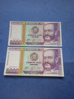 PERU'-P137 5000I  28.6.1988 UNC (2 Consecutivi) - Pérou