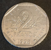 FRANCE - 2 FRANCS 1998 Abeille - Semeuse - O.ROTY - Tranche Striée - Nickel - Gad 547 - KM 942.1 - 2 Francs