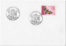 MUSHROOMS,POLECAT,BUTTERFLY PROSERPINUS  ,NATURE DAY , SPECIAL COVER,RESITA ,1993 ROMANIA - Brieven En Documenten