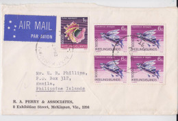 Cocos Keeling Islands Lettre Timbre Poisson Coquillage Shell Fish Stamp Air Mail Cover To Manila 1970 - Cocos (Keeling) Islands