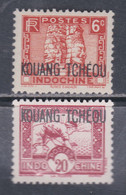Kouang-Tchéou N° 107 + 110 XX Partie De Série Timbres D'Indochine Surchargés : Les 2 Valeurs Sans Charnière, TB - Unused Stamps