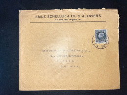 ENVELOPPE BELGIQUE / ANVERS POUR ZURICH SUISSE / 1923 - 1921-1925 Petit Montenez