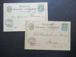 Schweiz 1900 U. 1903 GA Mit Zusatzfrankatur Ins Deutsche Reich Gesendet! Interlaken - Mainz Und Geneve - Essen Ruhr - Enteros Postales