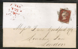 UK -1849 1d RED-BROWN  Numbered City Between Bars From EDINBURGH  To LONDON (reception At Back -orange CROWN Cancel) - Brieven En Documenten