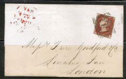 UK -1849 1d RED-BROWN  Numbered City Between Bars From EDINBURGH  To LONDON (reception At Back -orange CROWN Cancel) - Lettres & Documents