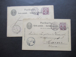 Schweiz 1885 Und 1889 2x GA Mit Zusatzfrankatur Ins Deutsche Reich Gesendet! 1x Stp. Gr Hochstetten - Mannheim - Enteros Postales