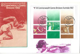 AUSTRALIE. Le Tir Sportif Aux Jeux Du Commonwealth 1982 De Brisbane. Bloc-feuillet Sur Enveloppe Premier Jour - Tir (Armes)