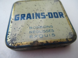 Boite Publicitaire Métallique/GRAINS D'OR Bonbons Réglissés Exquis/King-Bull/Saint Ouen /Vers 1960-1980  BFPP255 - Boîtes