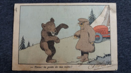 CPA OURS HUMOUR TIENS LA PEAU DE MA MERE MANTEAU DE FOURRURE AUTO DESSINEE SIGNEE - Ours