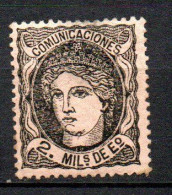 Col33 Espagne Spain 1870 N° 103 Oblitéré Cote : 12,00€ - Used Stamps