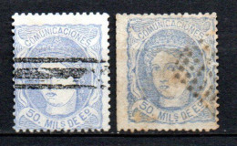 Col33 Espagne Spain 1870 N° 107 & 107a Oblitéré Cote : 8,00€ - Usados