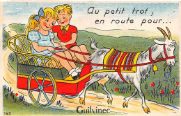 Guilvinec           29          Carte à Système..avec Dépliant. Attelage De Chèvre Au Petit Trot   ( Voir Scan) - Guilvinec