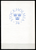SCHWEDEN Block 2,3,4,5, Bl.2,3,4,5 FD Canc. In Klappkarte -Stockholmia '74,Marke Auf Marke,Stamp On Stamp - SWEDEN/SUÈDE - Blocs-feuillets