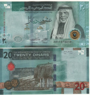 JORDAN New 20 Dinars  PW42   Dated 2022 ( King Hussein II + Mosque  +  Wadi Mujib  At Back )  UNC - Jordania