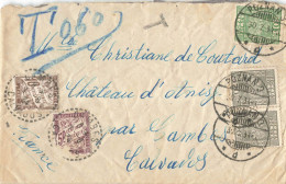 LETTRE DE POLOGNE POZNAN 30/7/34 POUR LE CHATEAU D'ANISY CALVADOS TAXEE A 60C A CAMBES - Covers & Documents